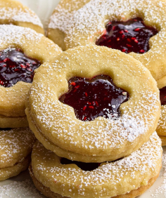 Raspberry Shortbread Sandwich Cookies